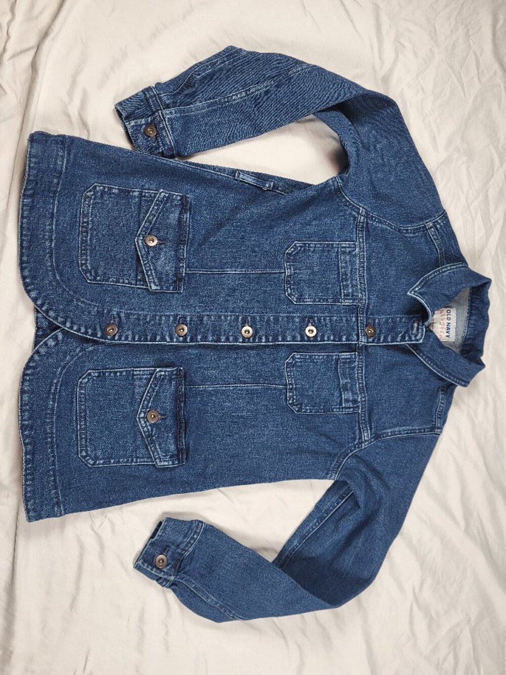 Old Navy Jean Jacket Women's XS Blue Button Down Stretch Pockets Classic Y2K